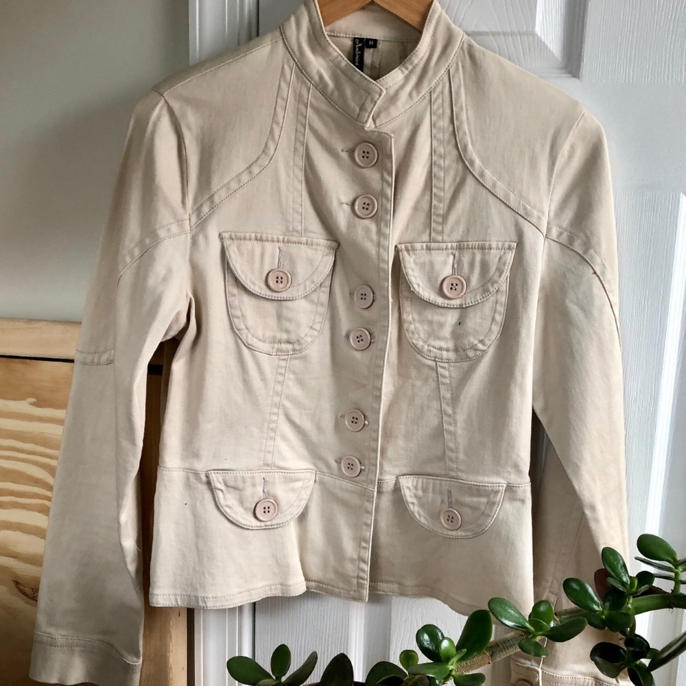 Ambition Safari Mock Collar Khaki Lightweight Sz M